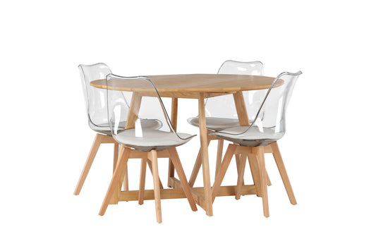 Yakidon Spisebord - Rumbertræ / Oaklook MDF +Edvin Spisestol - Natur / kæledyr (sædepudehvide) kæledyrsoverflade, sæde med sædvanlig svamp _4