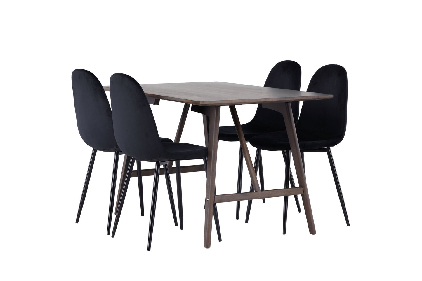 Kaseidon Spisebord - Rumbertræ / mørkebrun MDF +polær spisestol - Sorte ben / sort fløjl _4