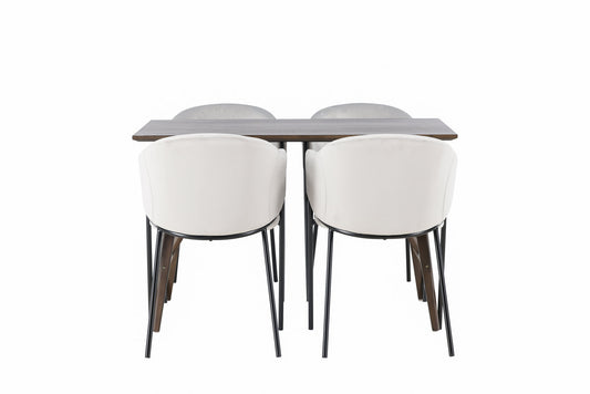 Kaseidon Spisebord - Rumbertræ / mørkebrun MDF +Evelina Spisestol - sort / lysegrå fløjl _4
