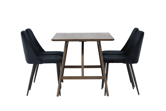 Kaseidon Spisebord - Rumbertræ / mørkebrun MDF +nat spisestol - sort / sort fløjl _4