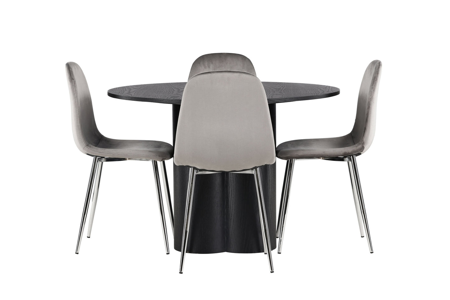 Olivia spisebord - sort / sort finer +Eva spisestol - lysegrå / lysegrå fløjl _4