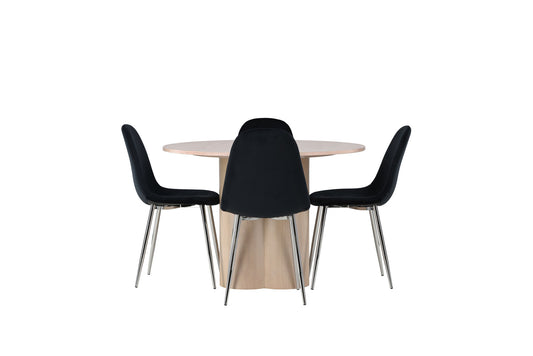 Olivia Spisebord - Hvidvaskefiner +polær spisestol - sort fløjl / krom _4