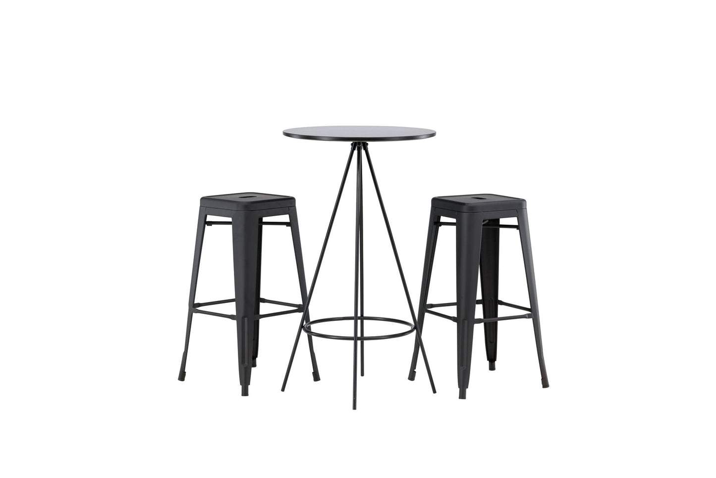 Bistro Bar Table φ60 - Sort / MDF med finer +Tempe bar stol - Matte sort / metal _2