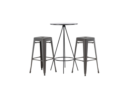 Bistro Bar Table φ60 - Sort / MDF med finer +Tempe bar stol - mørkegrå / metal _2