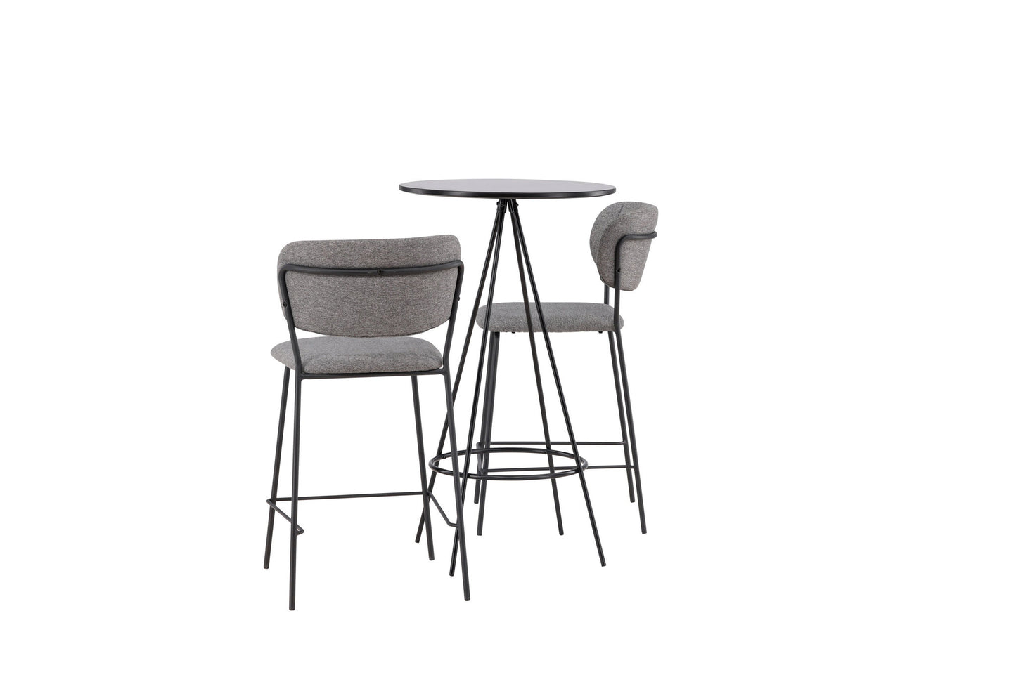 Bistro Bar Table φ60 - Sort / MDF med finer +klokkebarstol - sort / grå stof _2