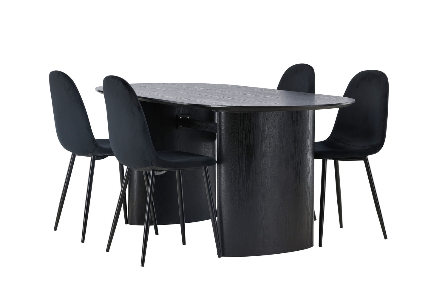 Isolde spisebord 180*75 - sort / sort MDF +polær spisestol - sorte ben / sort fløjl _4