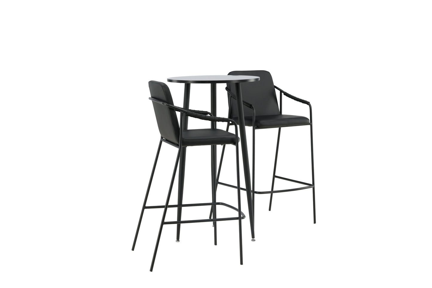 Plaza Bar Table - Black / Black MDF +Bella Bar Chair - Black / Black Pu _2