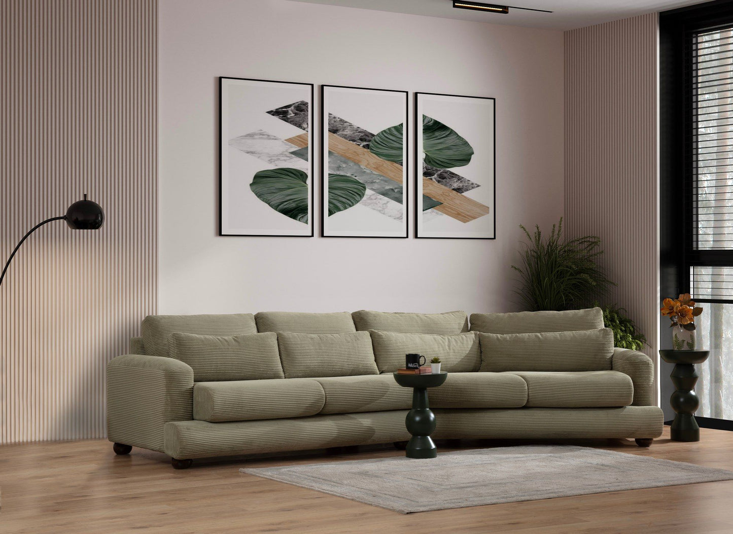 River - Sofa, 4 personer, (L2-Xc Right), Grøn