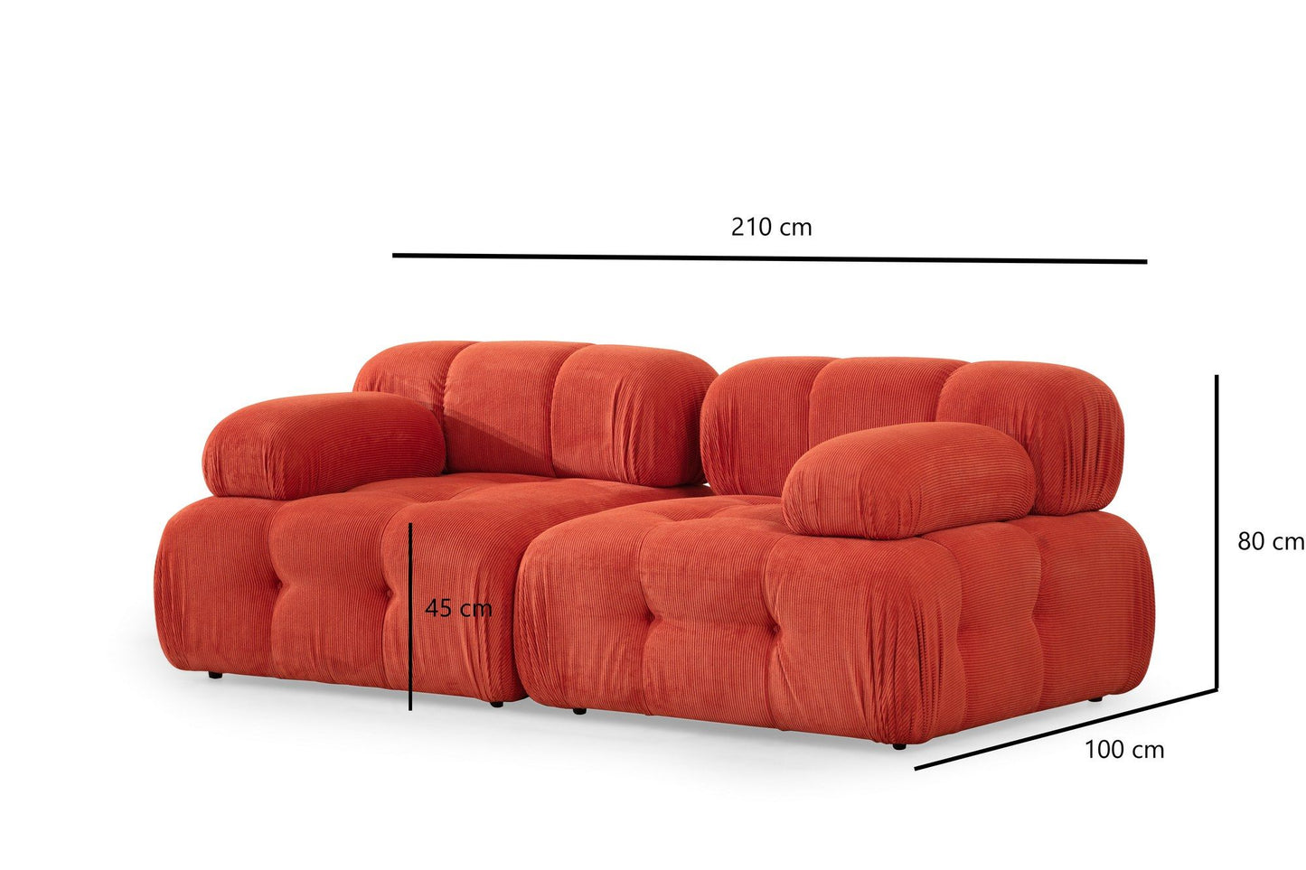Doblo - Sofa, 2-personer ( L1-1R), Rød