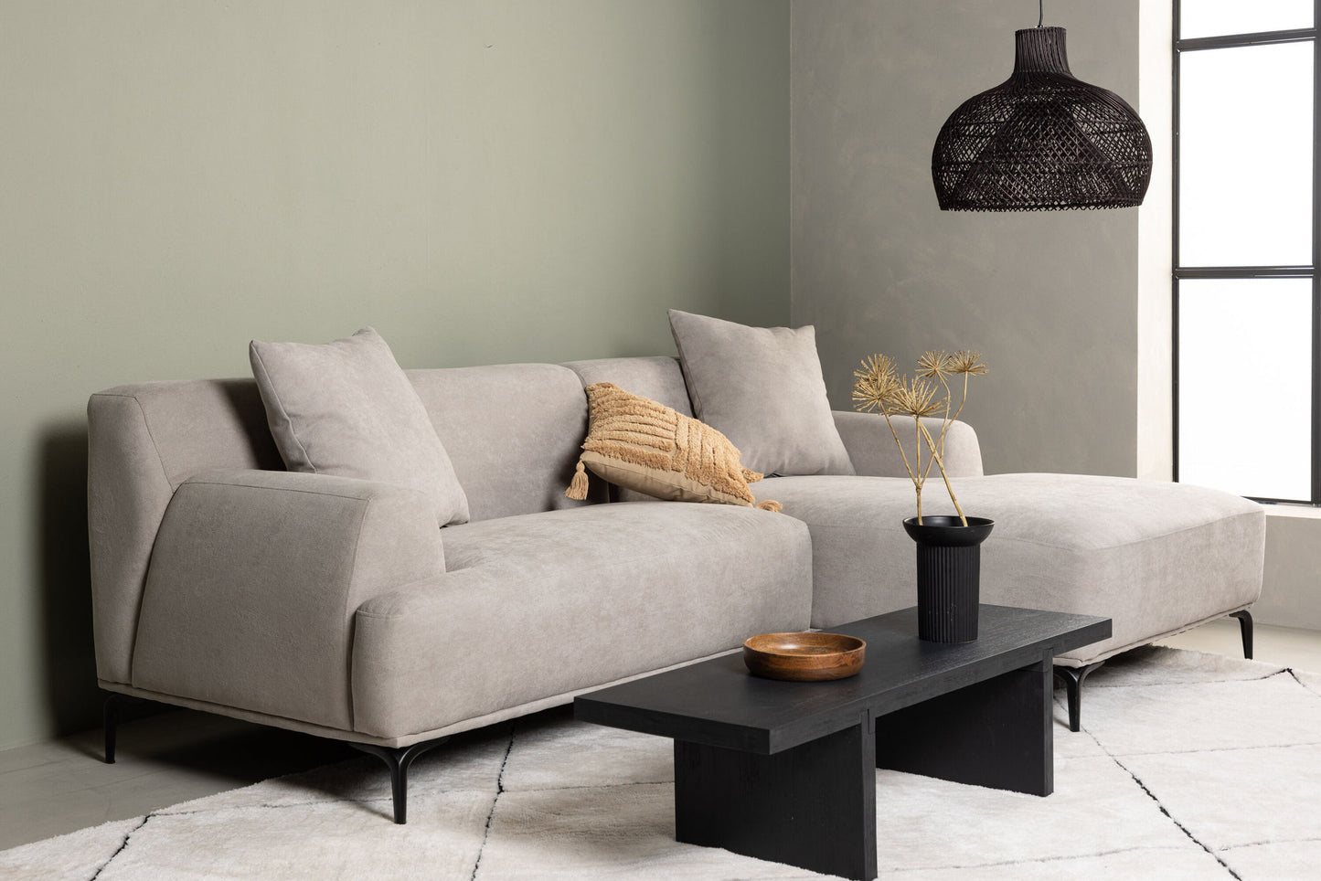 Viskan Sofa - Matte sort / lysegrå stof