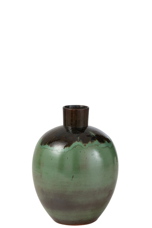 Vase aline oval keramisk grøn stor