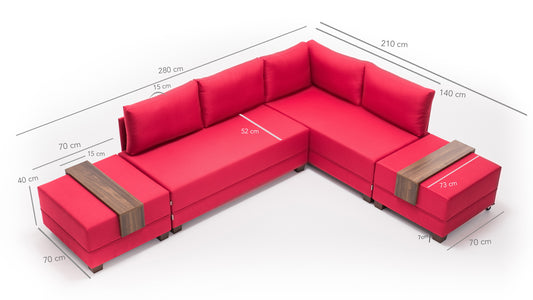 TAKK Fly Corner Sofa Bed Right - Red - NordlyHome.dk