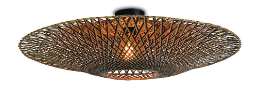 Loftslampe Bali dia.87x20cm sort/naturlig, L