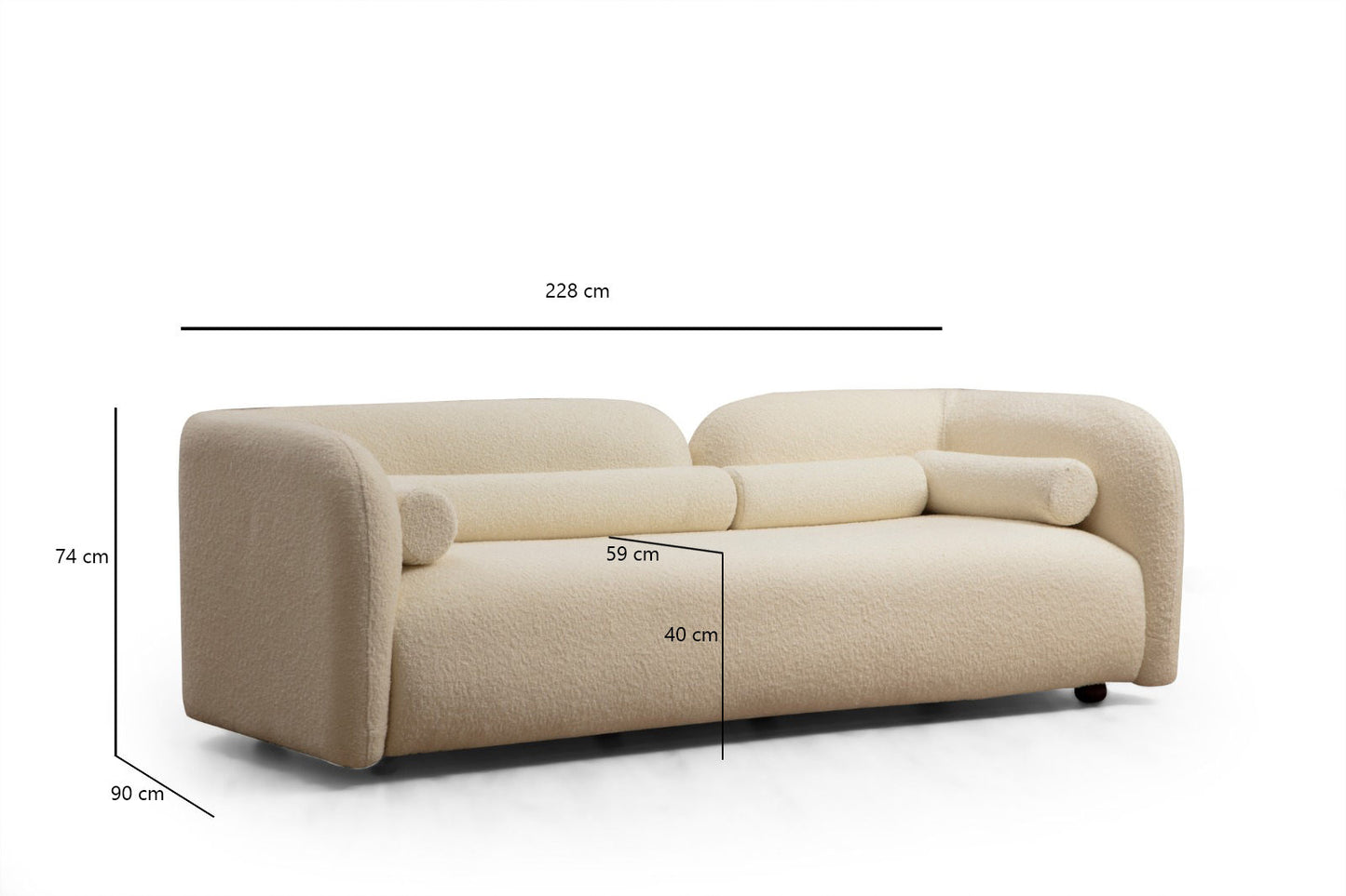 Victoria - 3 personers sofa, Bouclette Creme