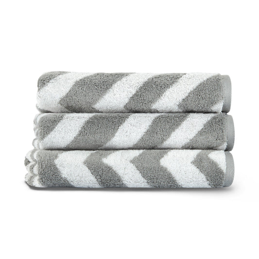 Håndklæde - Chevron - hvid, grå
