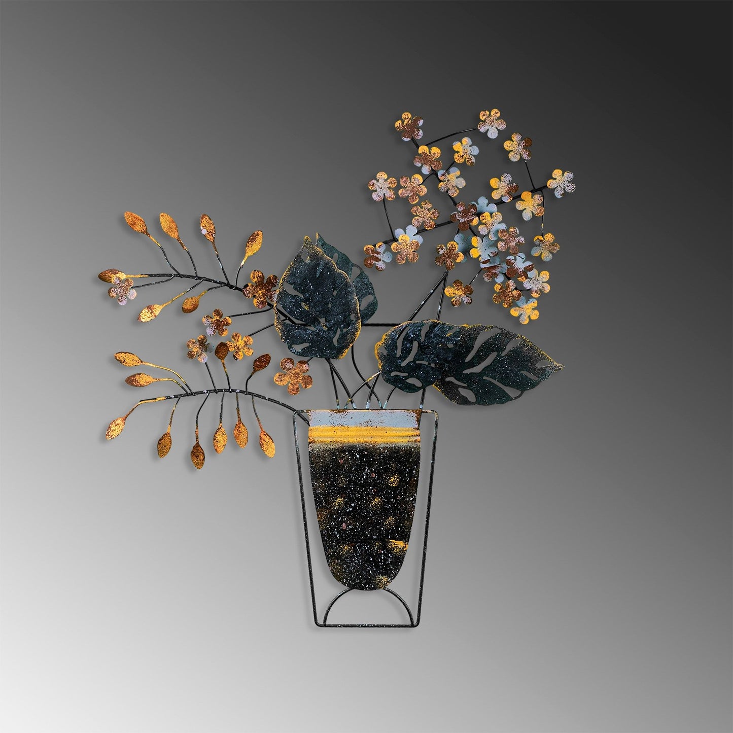 Blomster i potter 2 - dekorativt metalvægtilbehør