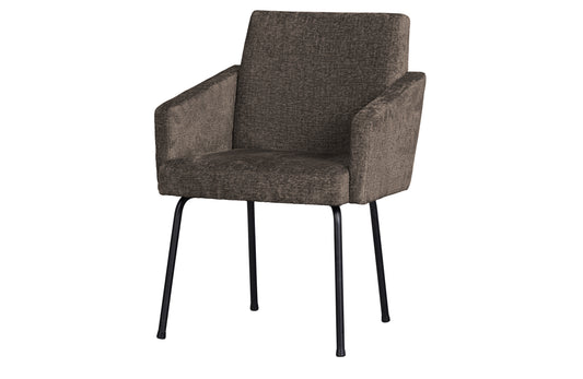 Mount Dining Chair With Armrest Coarse Woven Grey/brown