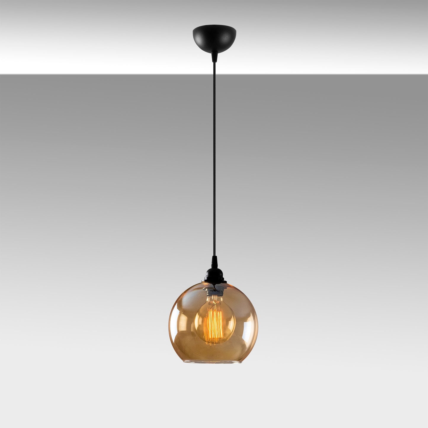 Loftlampe Gold - 020 - Sort og guldfarvet glas