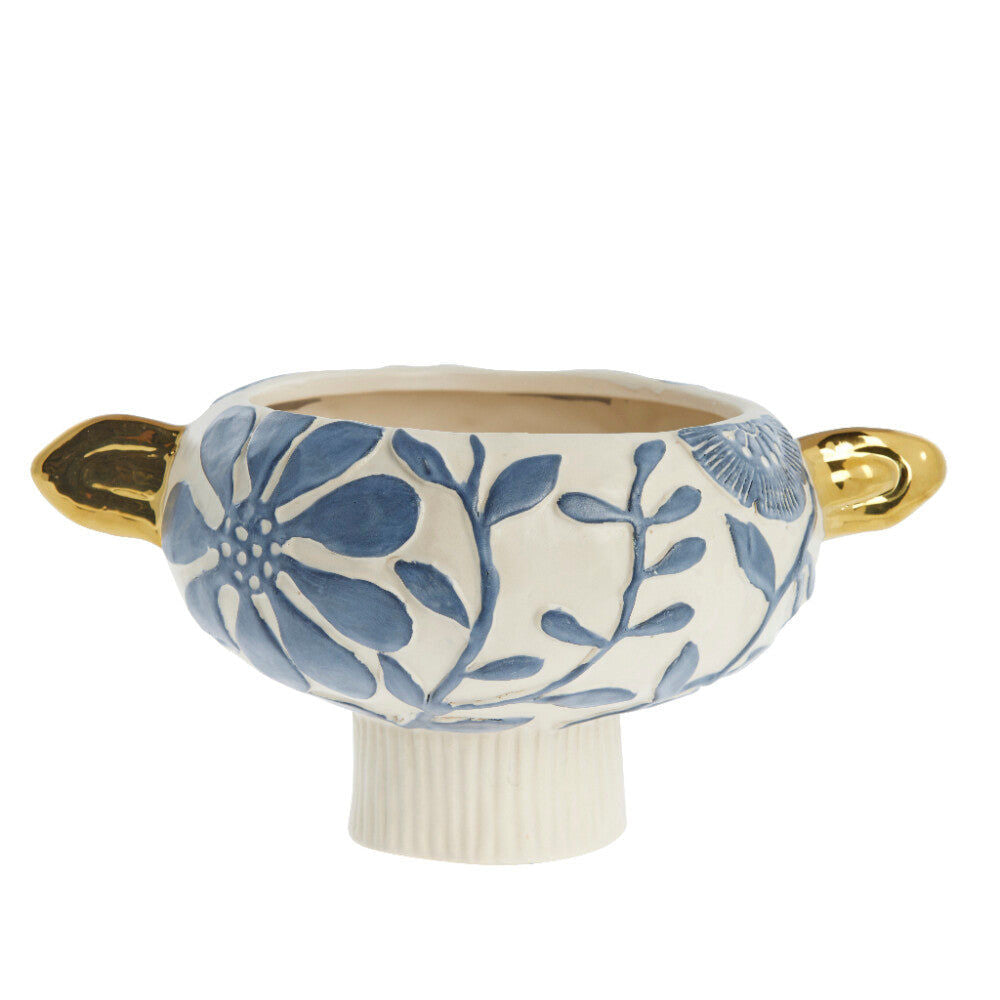 Valentina skjuler i keramik 30x22 cm. blå/guld