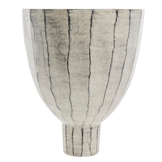 Cassie skål i keramik 33x28 cm. hvid stribet