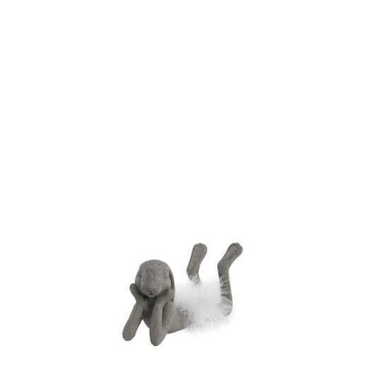 Semilla Påskehare med fjer 8,4 cm. grå