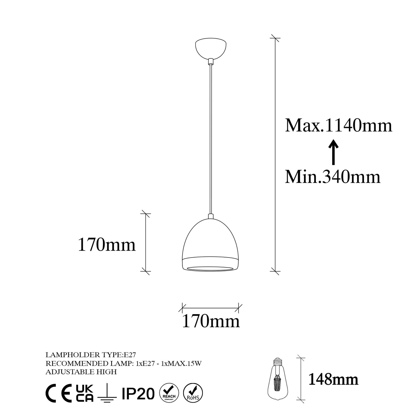 Loftlampe Mugo - 10635 - Sort