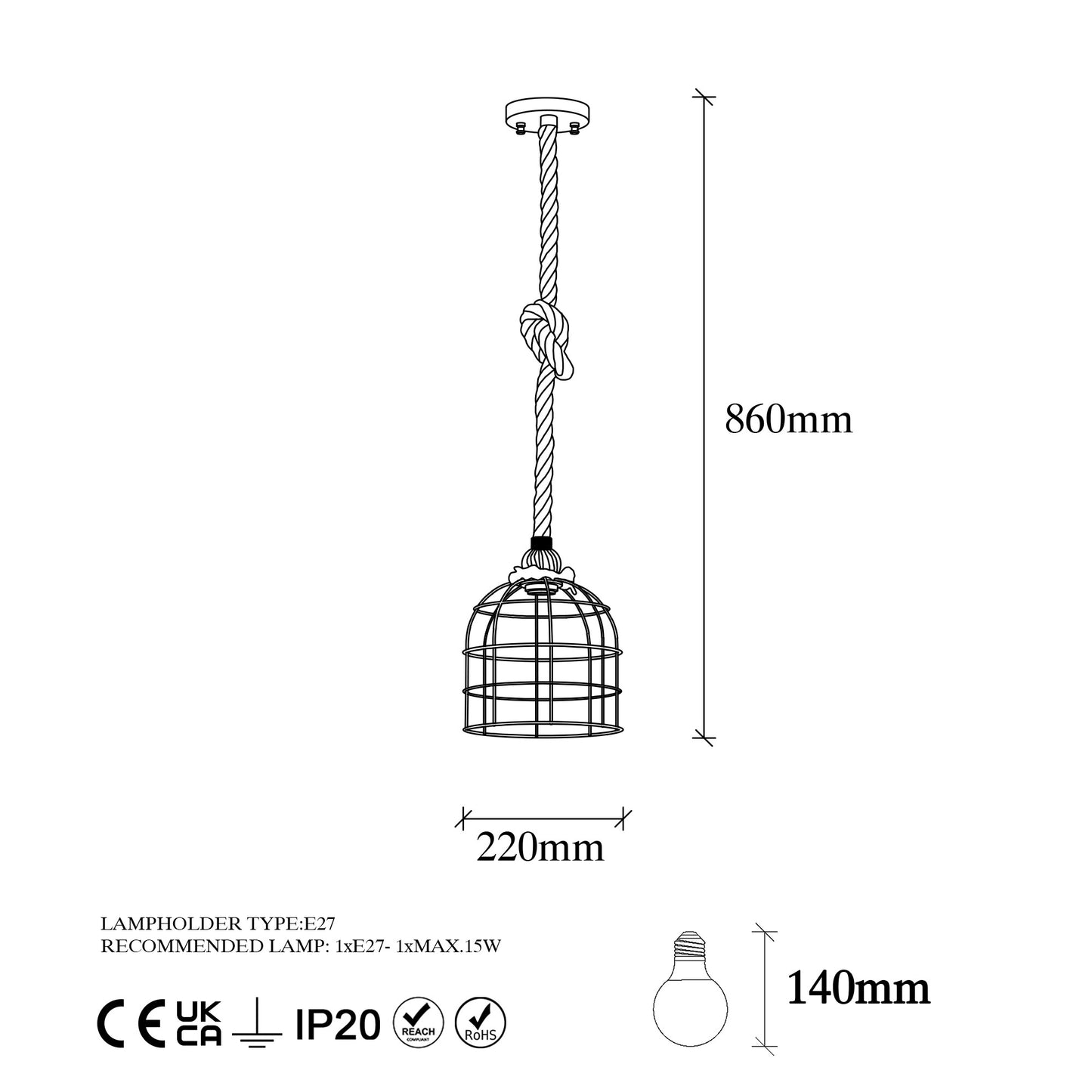Loftlampe Endustriyel - 11060 - Sort og natur