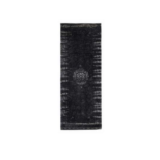 GRAND vævet bomuldstæppe - 75x200 - mørk grå/sort