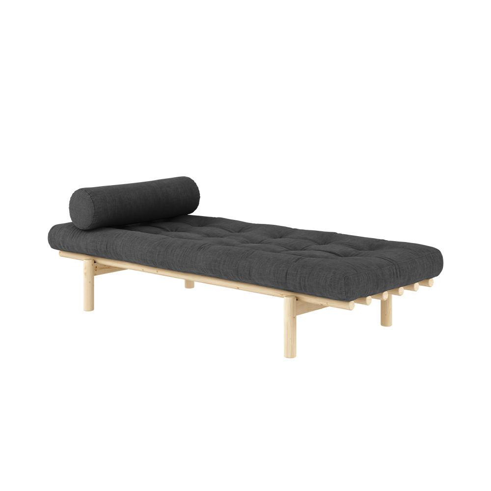 NEXT DAYBED CLEAR LACQUERED W. 4-LAYER MIXED MATTRESS CHARCOAL-0