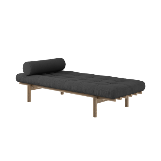 NEXT DAYBED CAROB BROWN LACQUERED W. 4-LAYER MIXED MATTRESS CHARCOAL-0