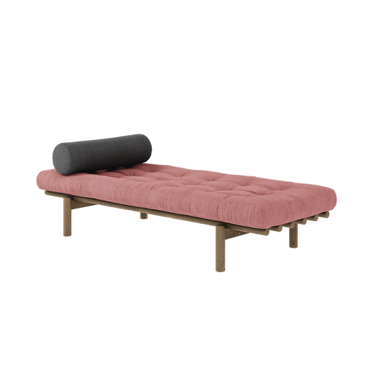 NEXT DAYBED CAROB LACQUERED W. 4-LAYER MIXED MATTRESS SORBET PINK-0