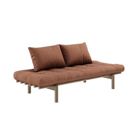 PACE DAYBED CAROB BROWN LACQUERED W. 4-LAYER MIXED MATTRESS CLAY BROWN-0