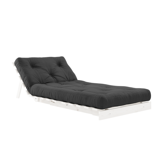 ROOTS WHITE LACQUERED 90 X 200 W. ROOTS MATTRESS DARK GREY 90 X 200-1