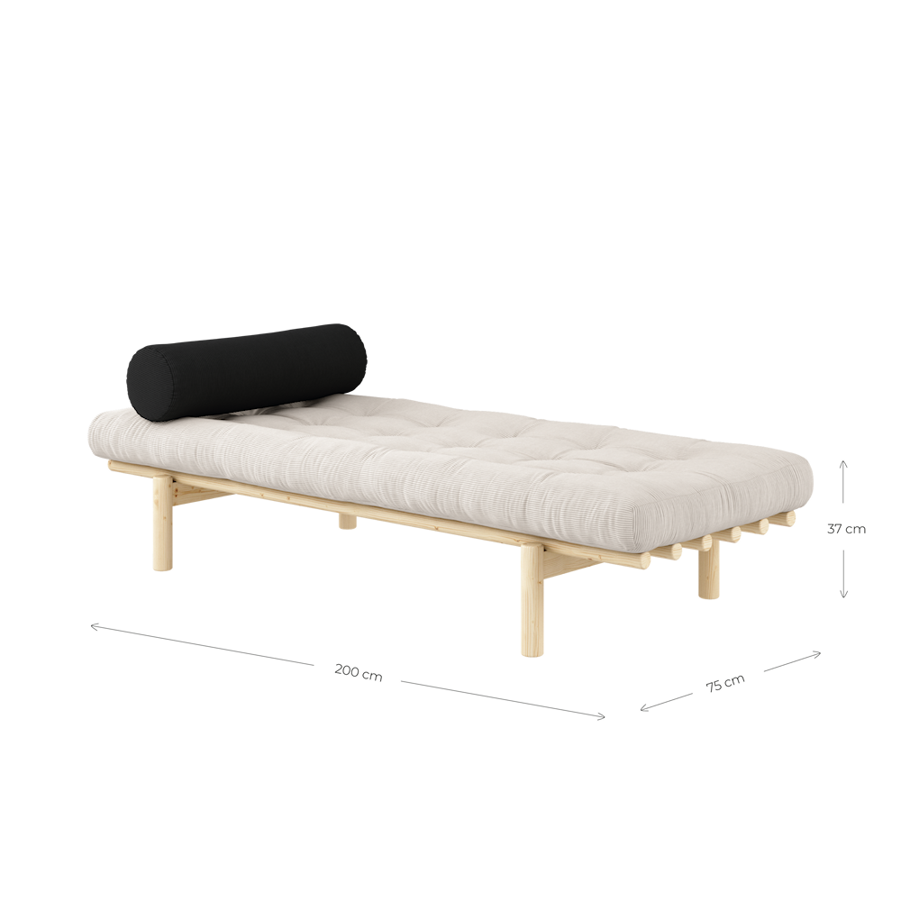 NEXT DAYBED CLEAR LACQUERED W. 4-LAYER MIXED MATTRESS CHARCOAL-9