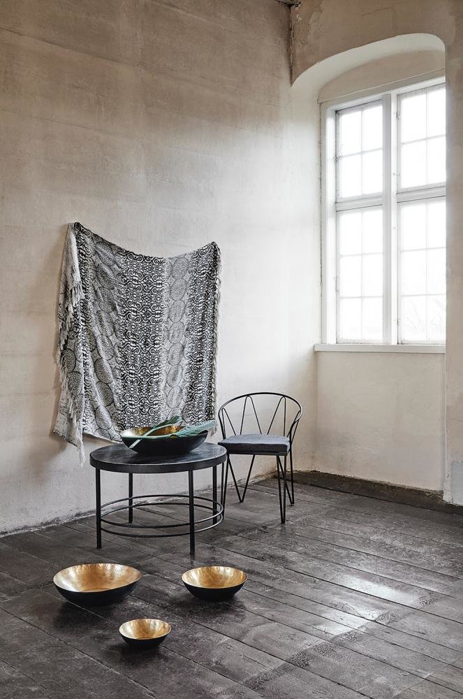 Nordal MIDNIGHT sofabord med marmor - ø80 cm - sort - Takkliving.dk