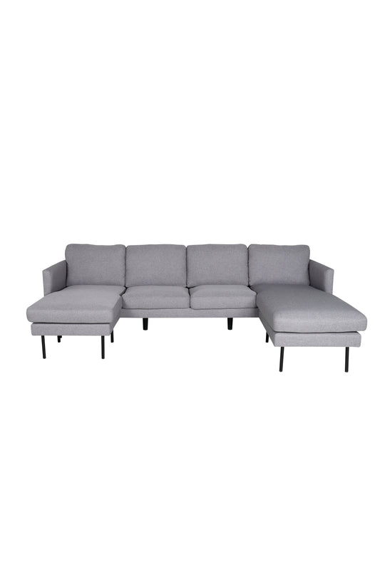 Zoom U-Sofa - Sort / Stålgråt stof