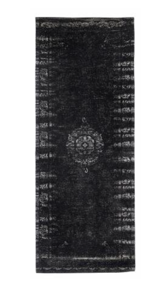 GRAND vævet bomuldstæppe - 75x200 - mørk grå/sort