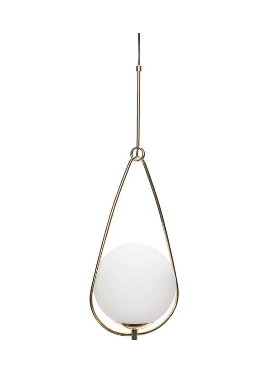 Above - Lampe, glas/metal, hvid/messing