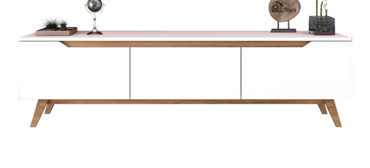 Tv bord - D1 - 391 - Valnøddebrun og hvid