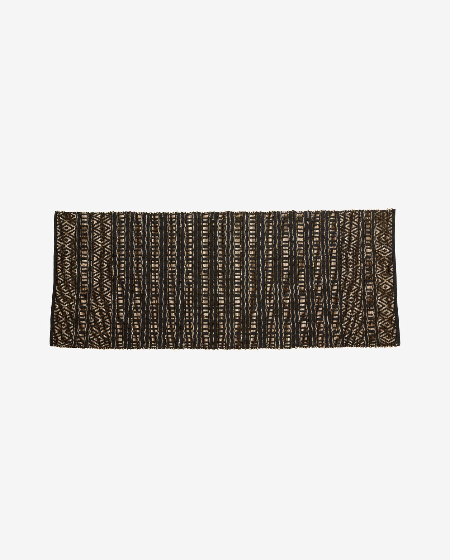FARAH tæppe i bomuld og søgræs 250x100 cm - sort/natur