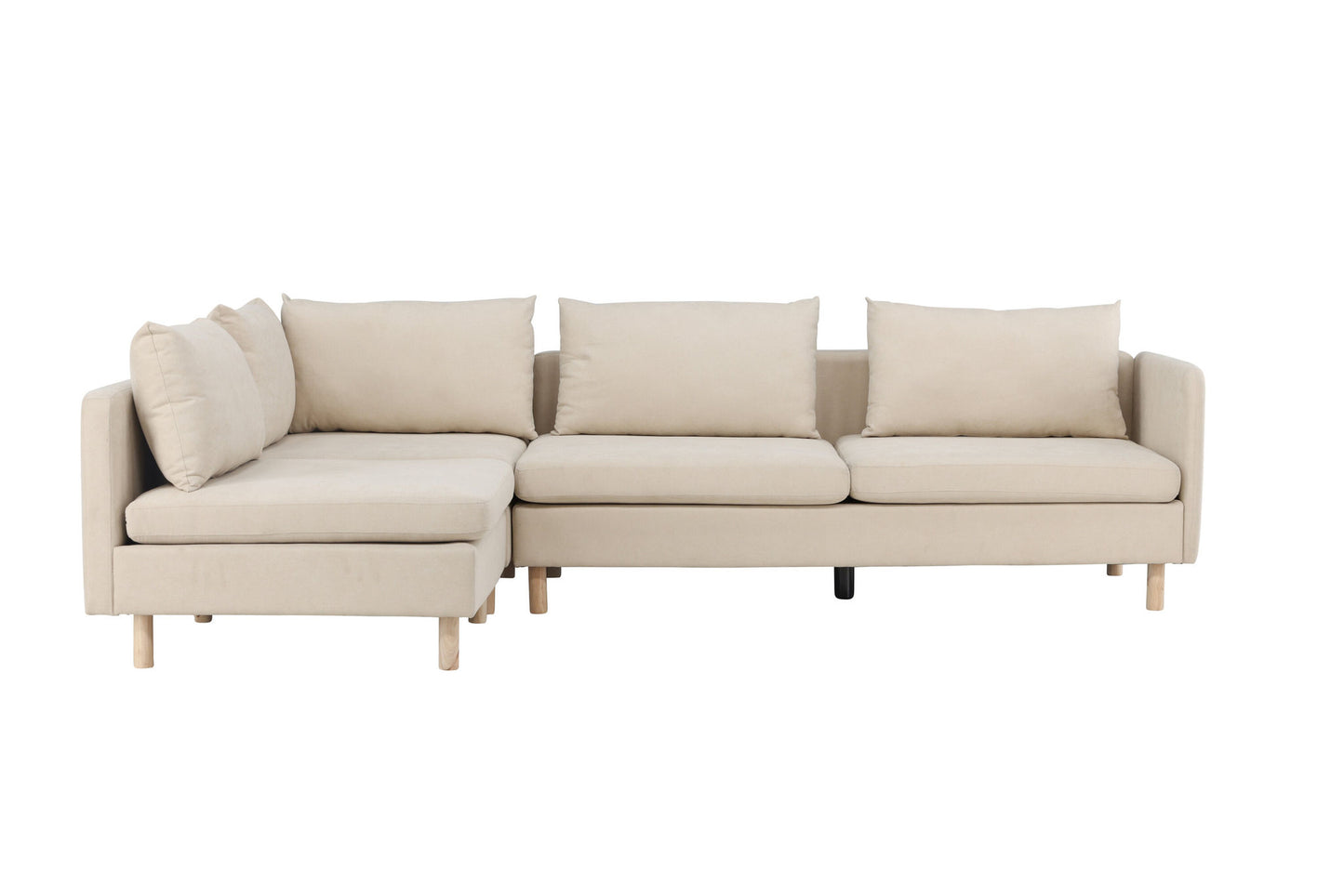 Zero Corner Sofa - Woodlook / Beige Stof