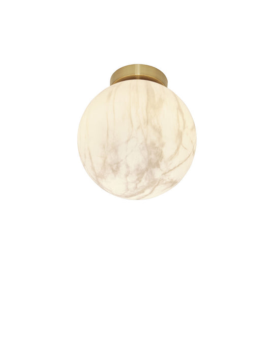 Loftslampe Carrara globe hvid marmorprint/guld, S