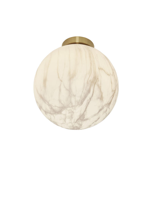 Loftslampe Carrara globe hvid marmorprint/guld, L