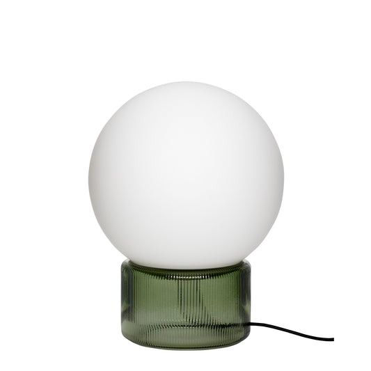 Hübsch Bordlampe, glas, opal/grøn - NordlyHome.dk