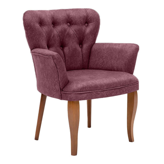 Paris Walnut Wooden - Dusty Rose - Wing Chair