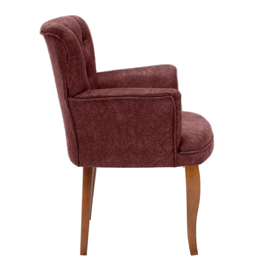 Paris Walnut Wooden - Claret Red - Wing Chair