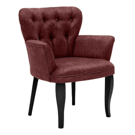 Paris Black Wooden - Claret Red - Wing Chair