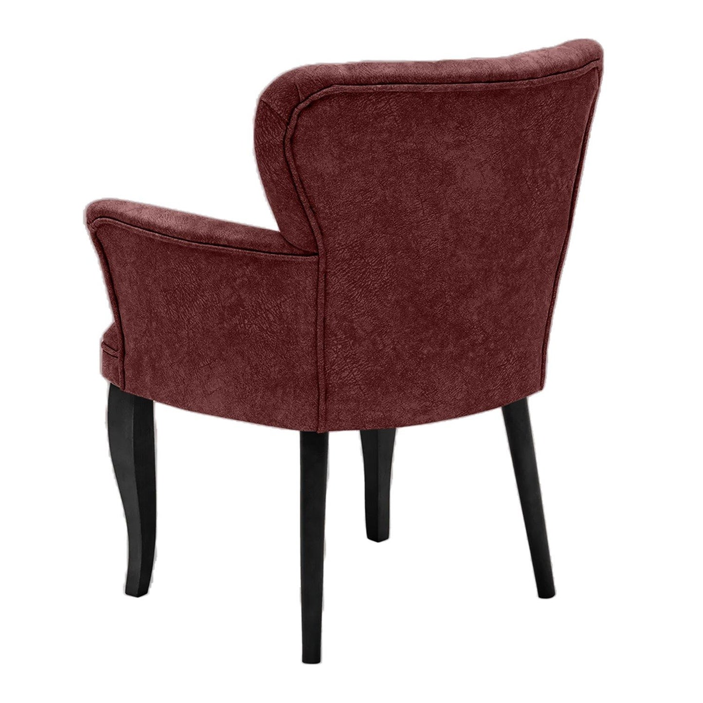 Paris Black Wooden - Claret Red - Wing Chair