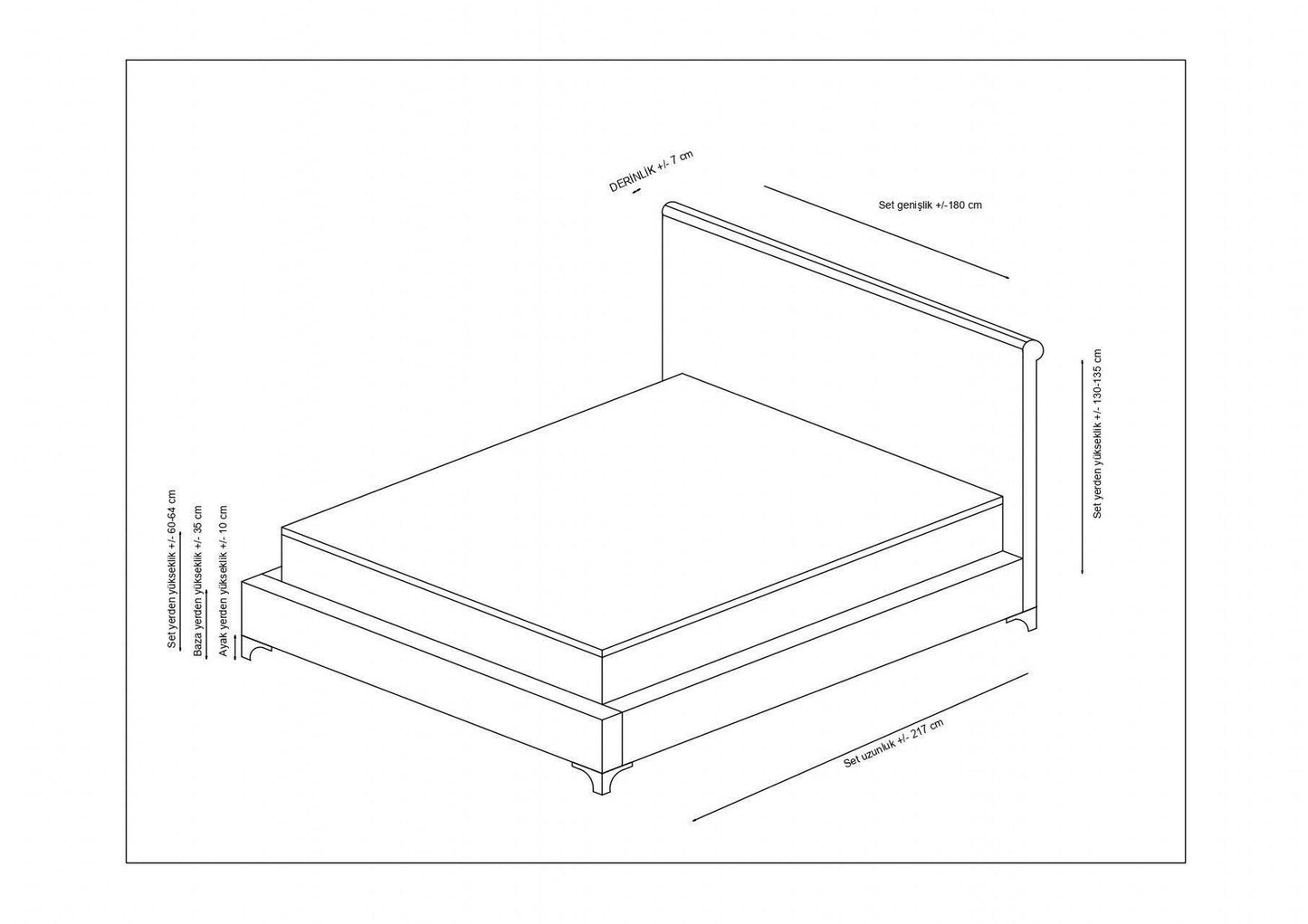 Deluıxe Set 140 x 200 - Beige - Double Mattress, Base & Headboard