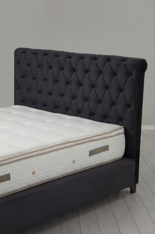Deluxe Set 140 x 200 - Anthracite - Double Mattress, Base & Headboard